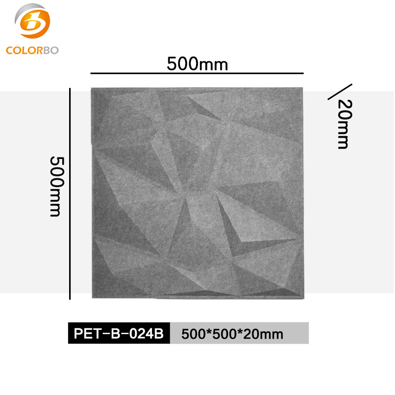 PET-B-024B Tejas acústicas de fibra de poliéster 3D recicladas para pared