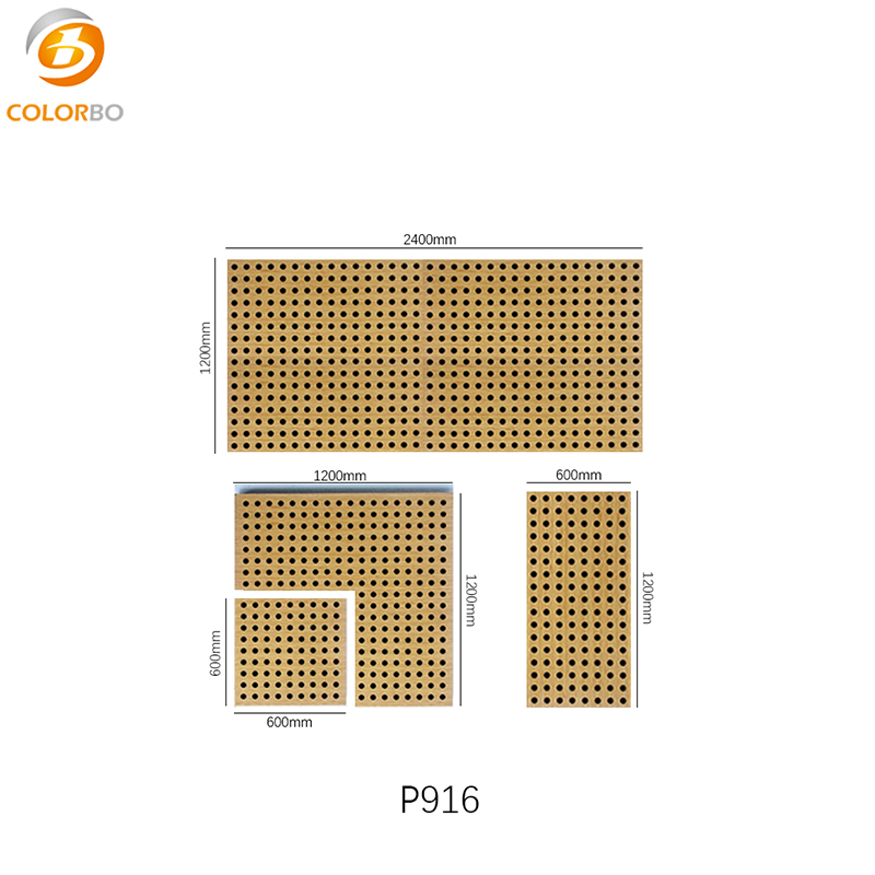 Paneles de revestimiento de pared de absorción de sonido perforado de madera acústica