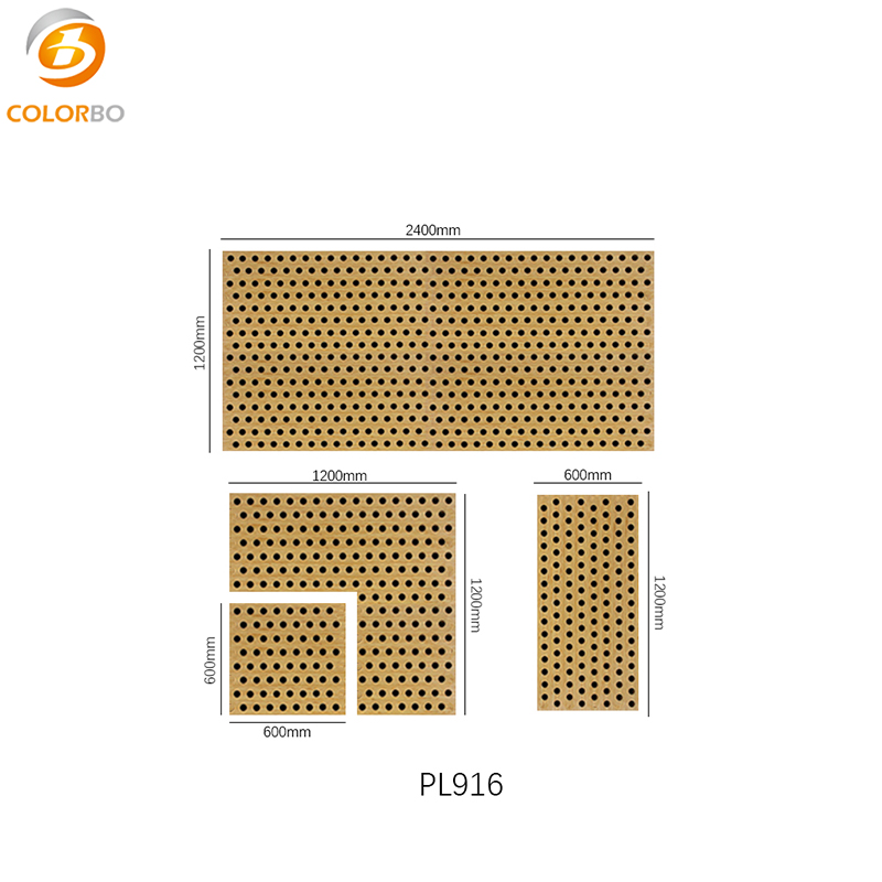 Panel de pared acústico perforado decorativo de madera interior